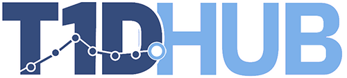 T1D Hub logo with a stylized glucose trend line running through the bold letters T1D and HUB in blue shades.